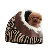 Leopard Pet Kennel: Dual-Function Cat Bed and Litter, Dog House Bed